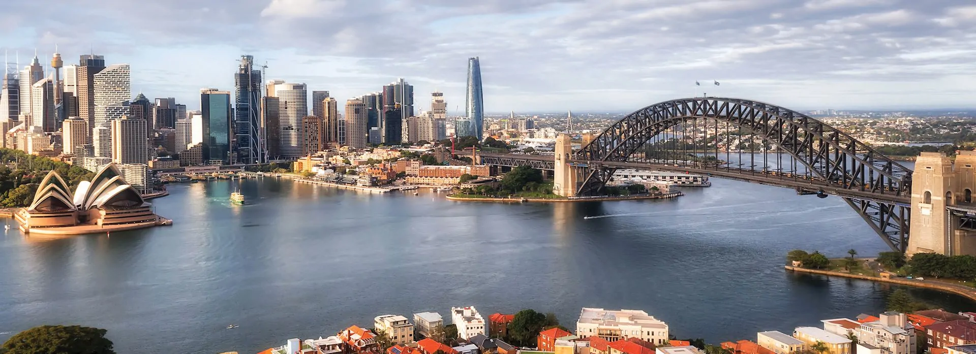 header - A stunning view of downtown Sydney, Harbour Bridge and the Sydney Opera House